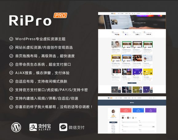 WP主题：RiPro v8.1 – 适合资源、素材、源码站